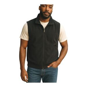 Austin Reed London Wool Cashmere Full Zip Vest with Pockets Men's Large Black